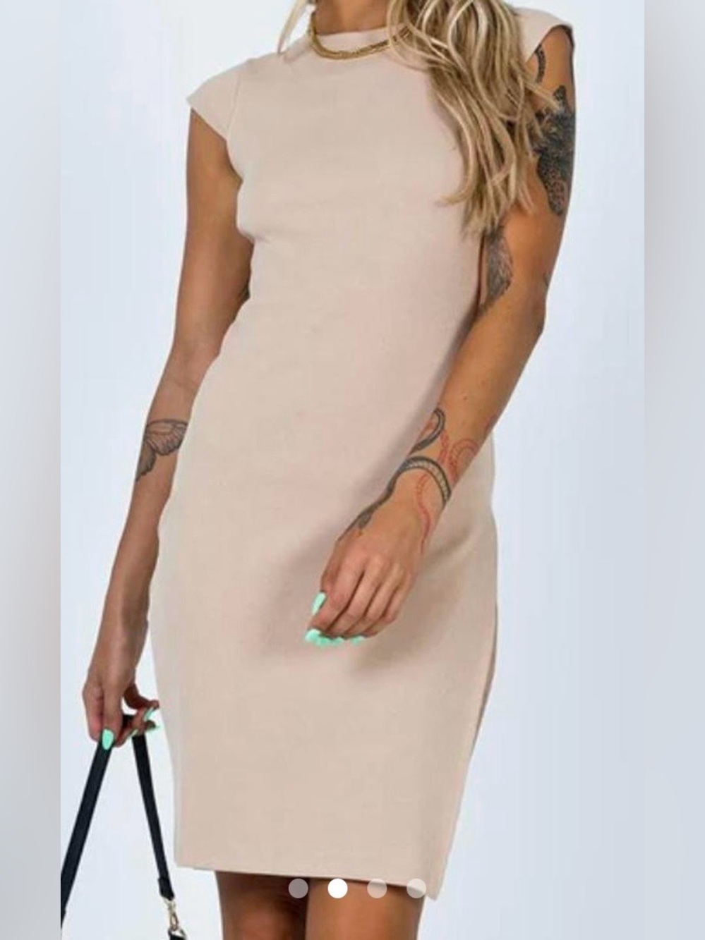 Lioness Sleeveless Midi Bodycon Dress - Beige